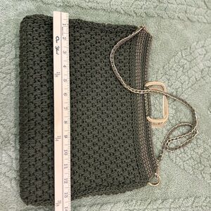 Elegant Olive Knit Clutch with Chain Handle